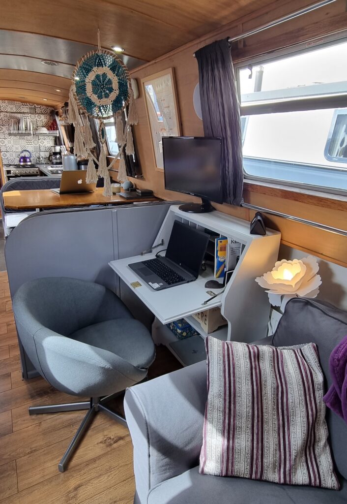 living and working on a narrowboat workspace